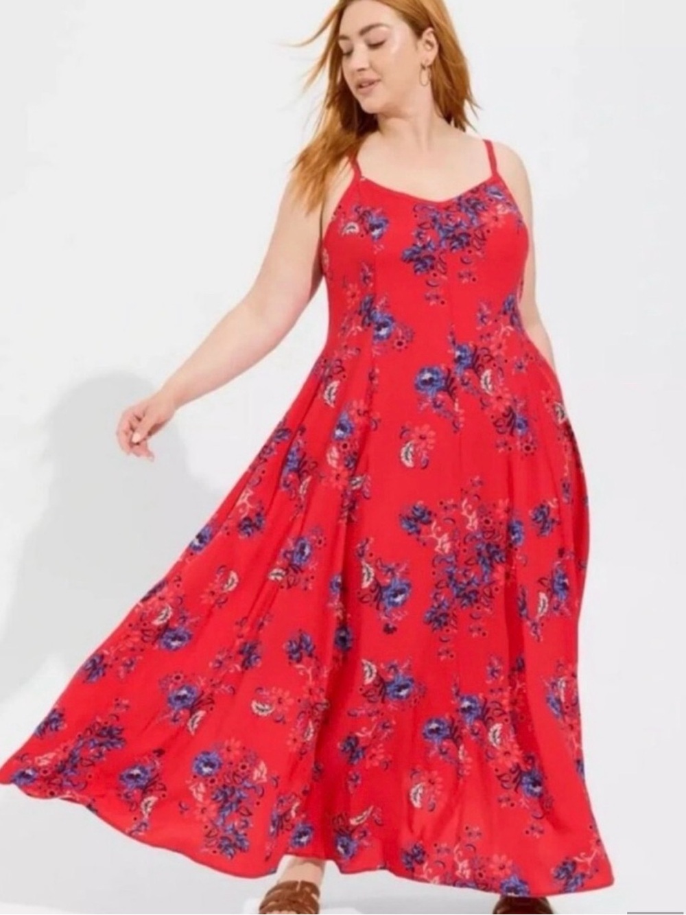 torrid Red Floral Maxi Dress with Spaghetti Straps
